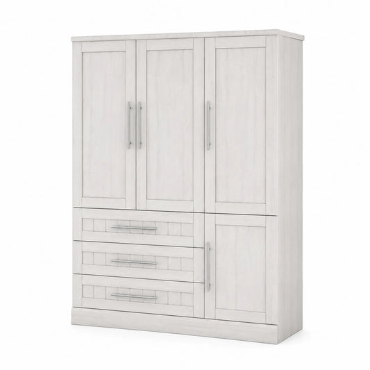 Armario de MDF con 3 Puertas y 3 Cajones Blanco