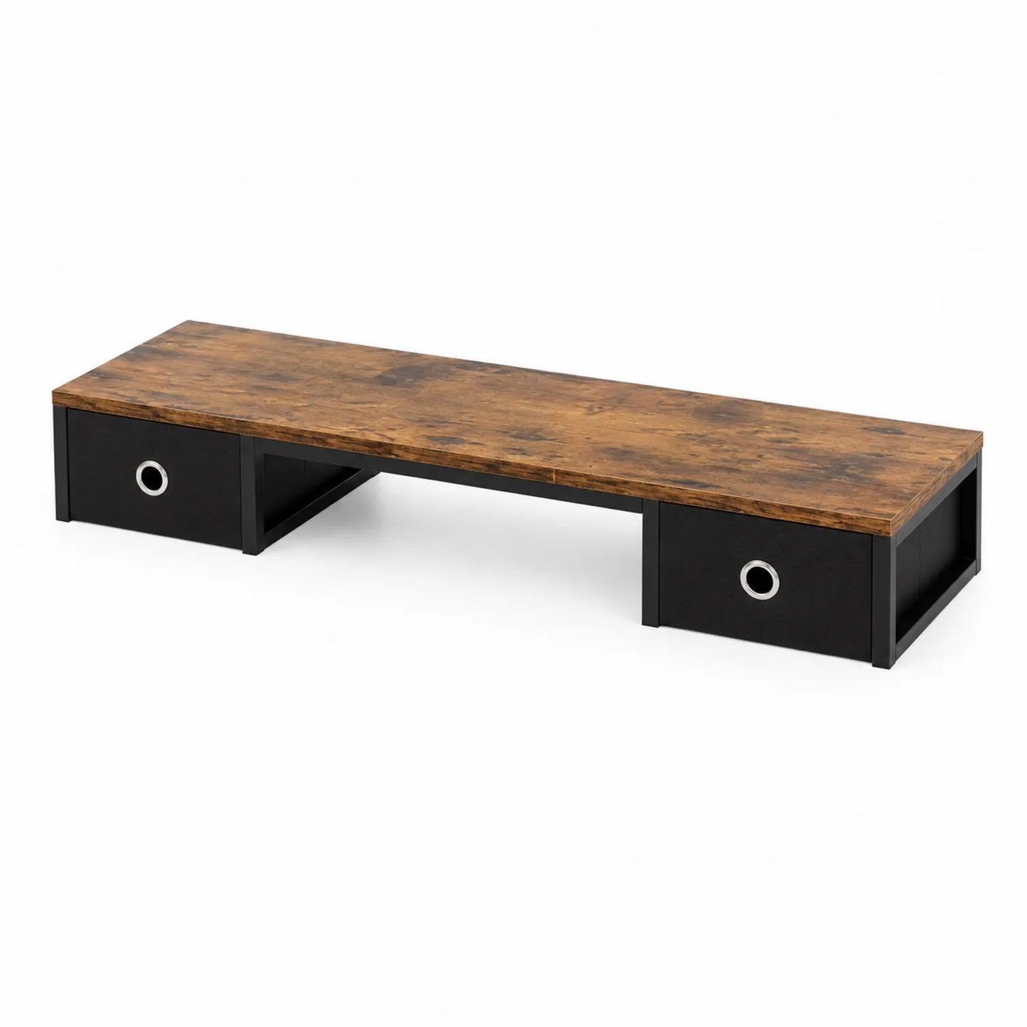Soporte para TV de Madera MDF y Metal con Cajones, Marrón y Negro