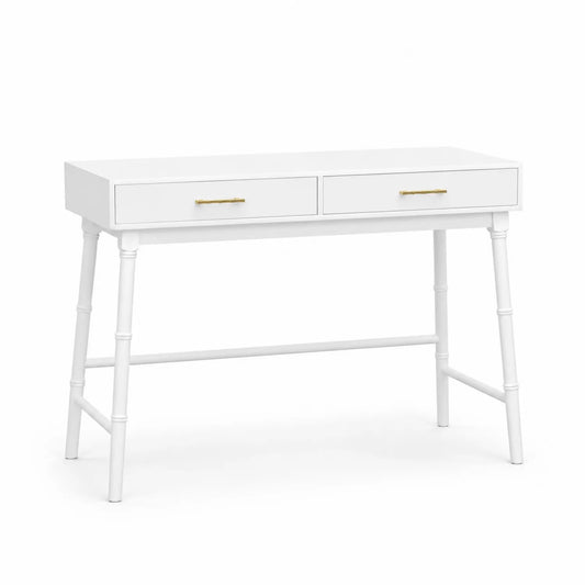 Escritorio de Madera y Metal Blanco con 2 Cajones 100x40x75 cm