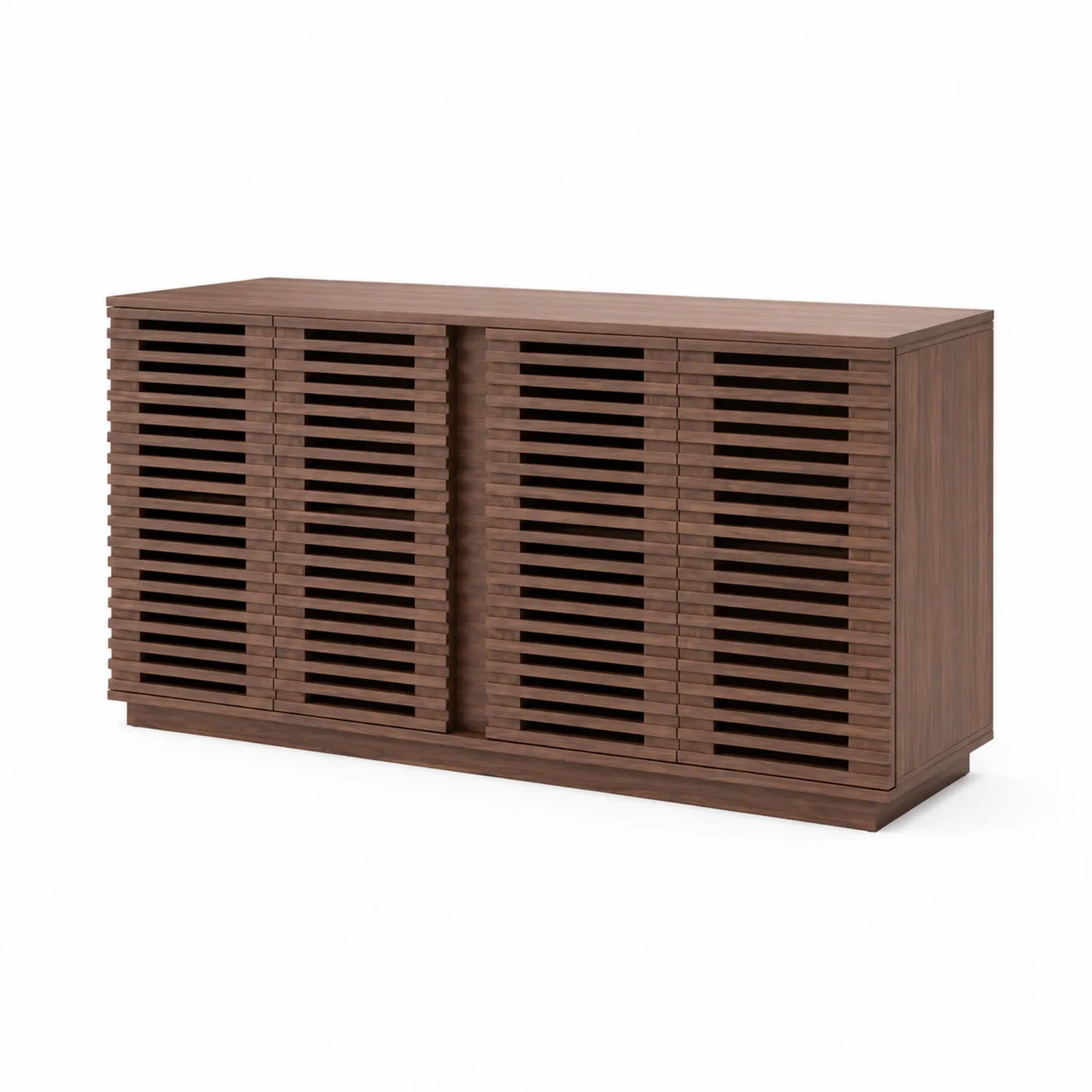 Aparador de madera de nogal con puertas correderas Marrón