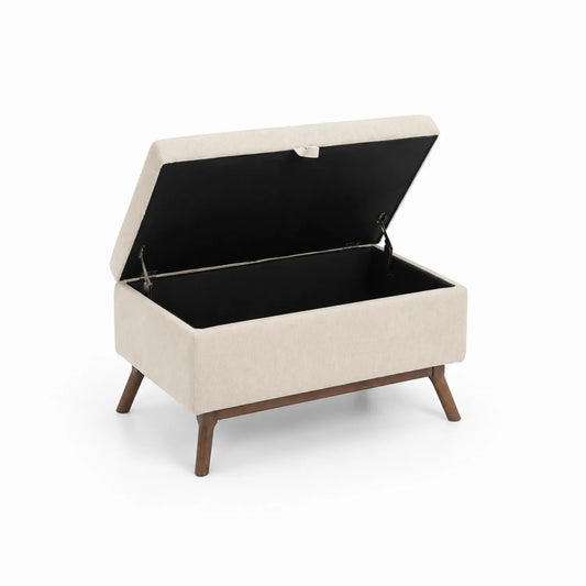 Banco de Almacenamiento de Madera y Tela Beige