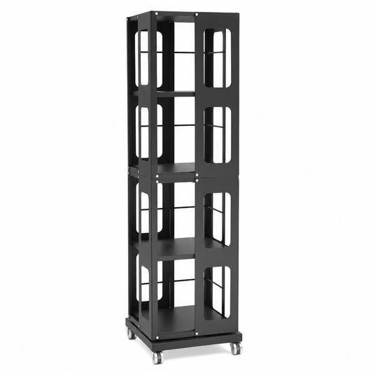 Estantería de Metal Negra con Ruedas, 4 Niveles