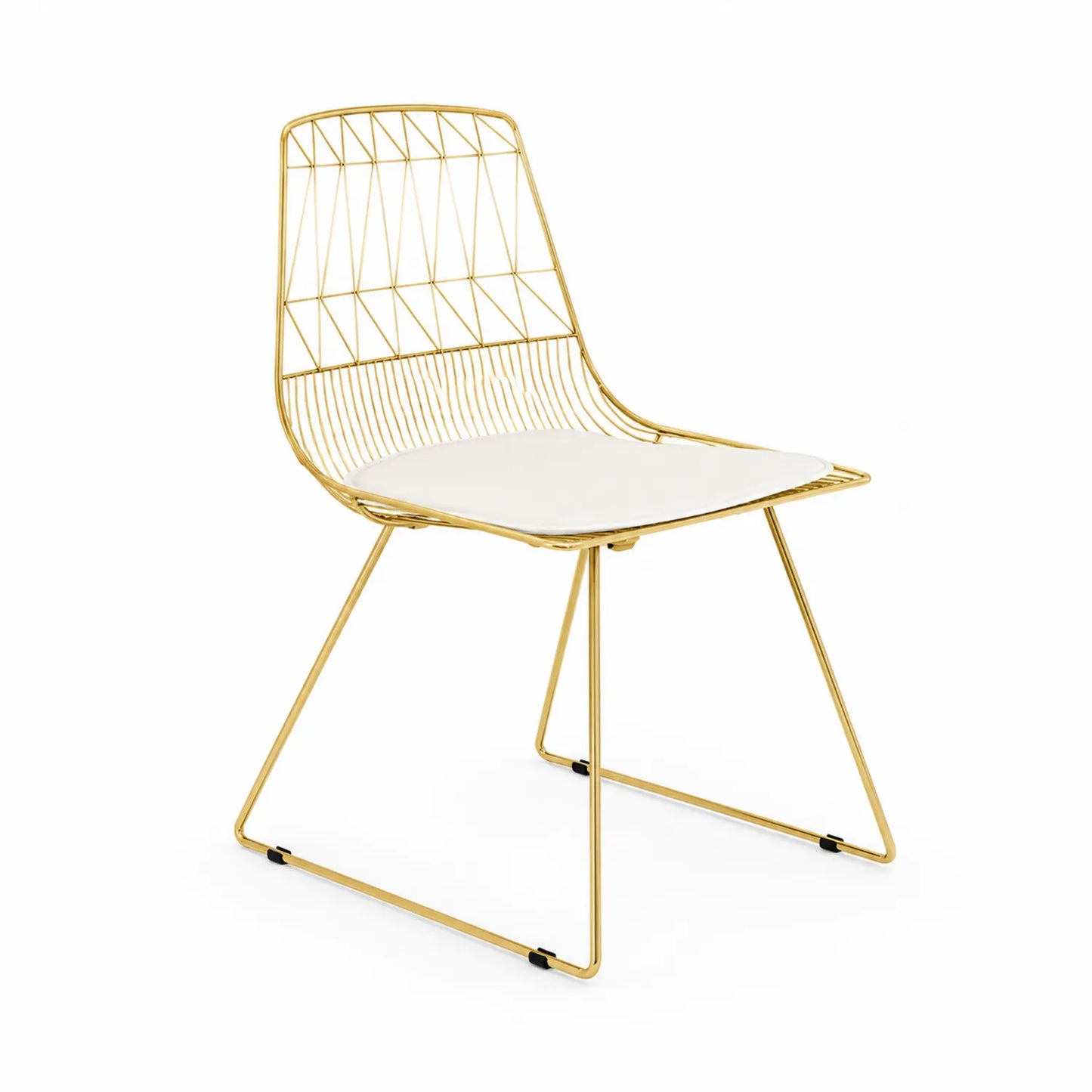Silla de Metal Dorada con Cojín Blanco