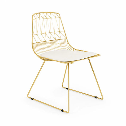 Silla de Metal Dorada con Cojín Blanco