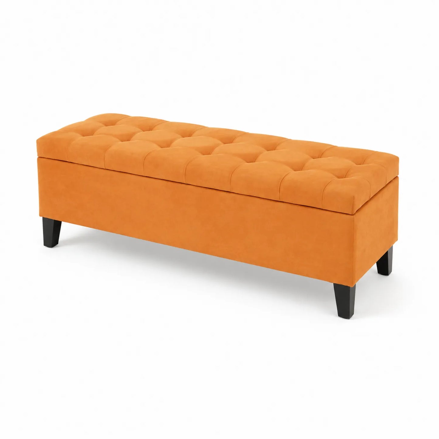 Banco de almacenamiento tapizado de terciopelo en color naranja
