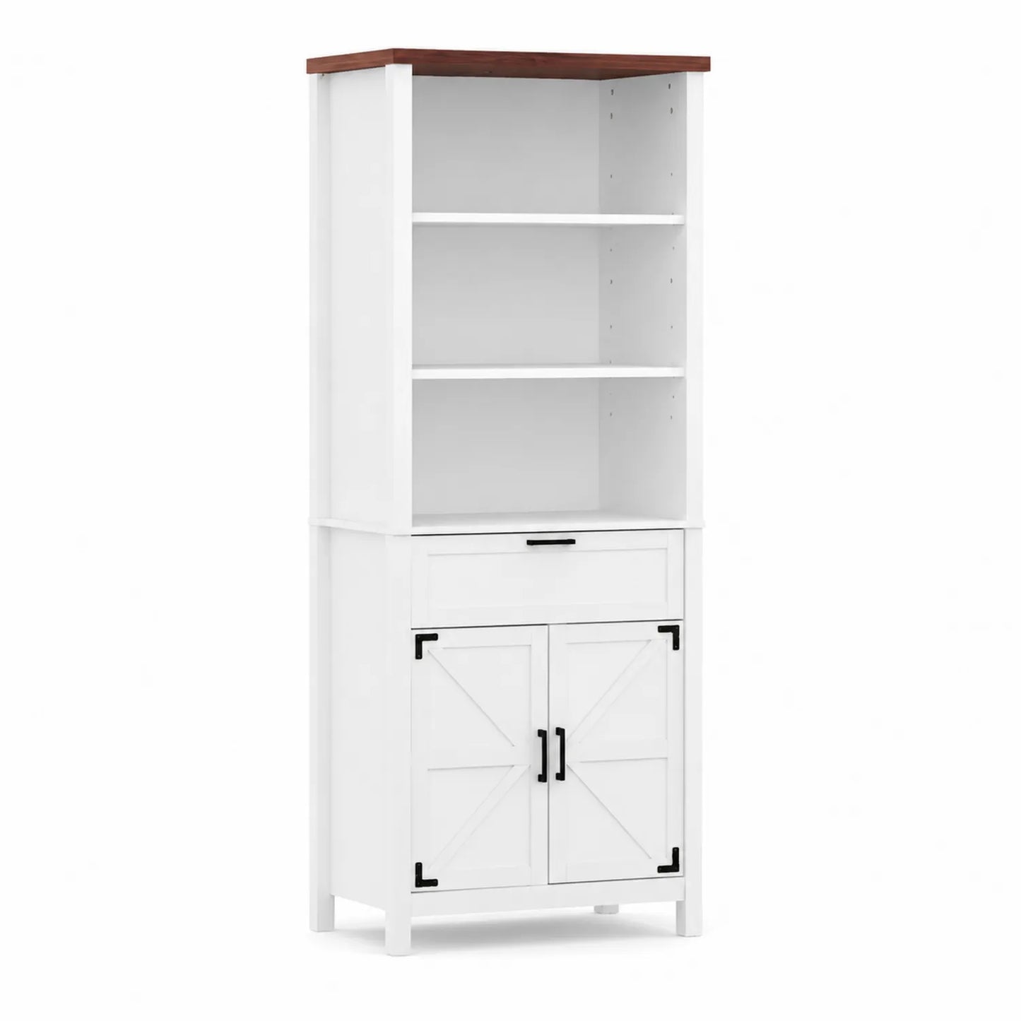Estantería alta de madera MDF con puertas y cajón 180x60x30cm