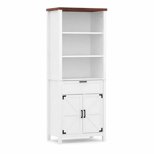 Estantería alta de madera MDF con puertas y cajón 180x60x30cm